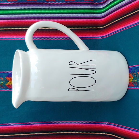 Rae Dunn Ceramic "Pour" Serving Pitcher White holds One Quart - Picture 5 of 15